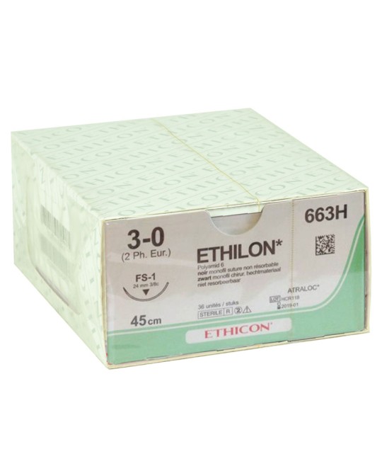 SUTURA MONOFILAMENTO ETHICON ETHILON - 3/0 ago 24 mm