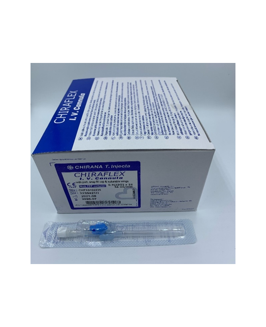 Ago Cannula Due Vie Con Alette G22X25 Blu - conf. 50Pz